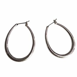 Silver Toned Oval Hoop‎ Earrings